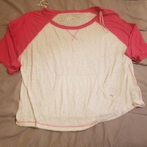 semi crop baseball style tee